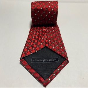 Ermenegildo Zegna red checkered geometric ties
